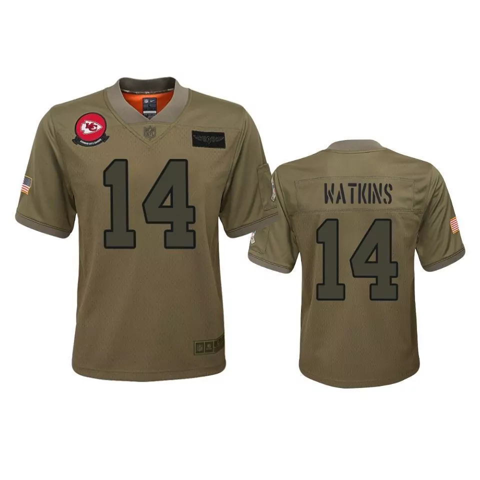 Sammy Watkins 14 Jersey Olive Green Salute To Service Kansas City Chiefs Us Flag Air Force