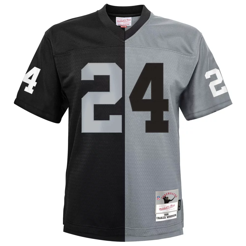 Charles Woodson 24 Jersey Black Throwback Las Vegas Raiders Mitchell Ness Throwbacks
