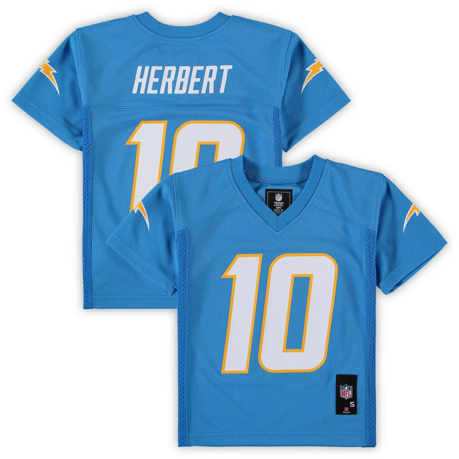 Justin Herbert 10 Jersey Blue Los Angeles Chargers Kids Replica White Yellow
