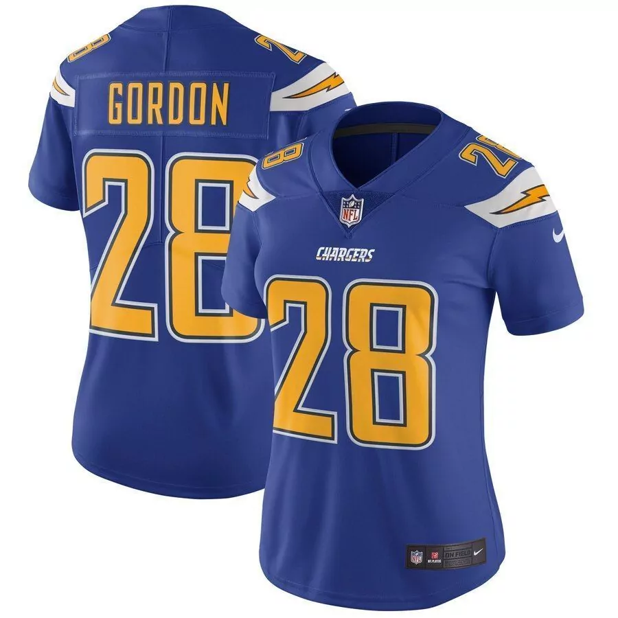 Melvin Gordon 28 Chargers Jersey Blue Women Game Yellow White Vapor Rush Limited