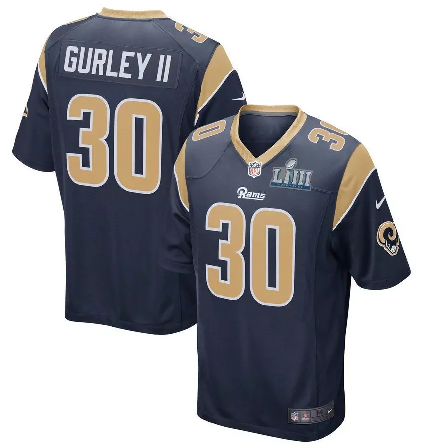 Todd Gurley 30 Rams Jersey Navy Super Bowl Liii Men NFL Gold White Game