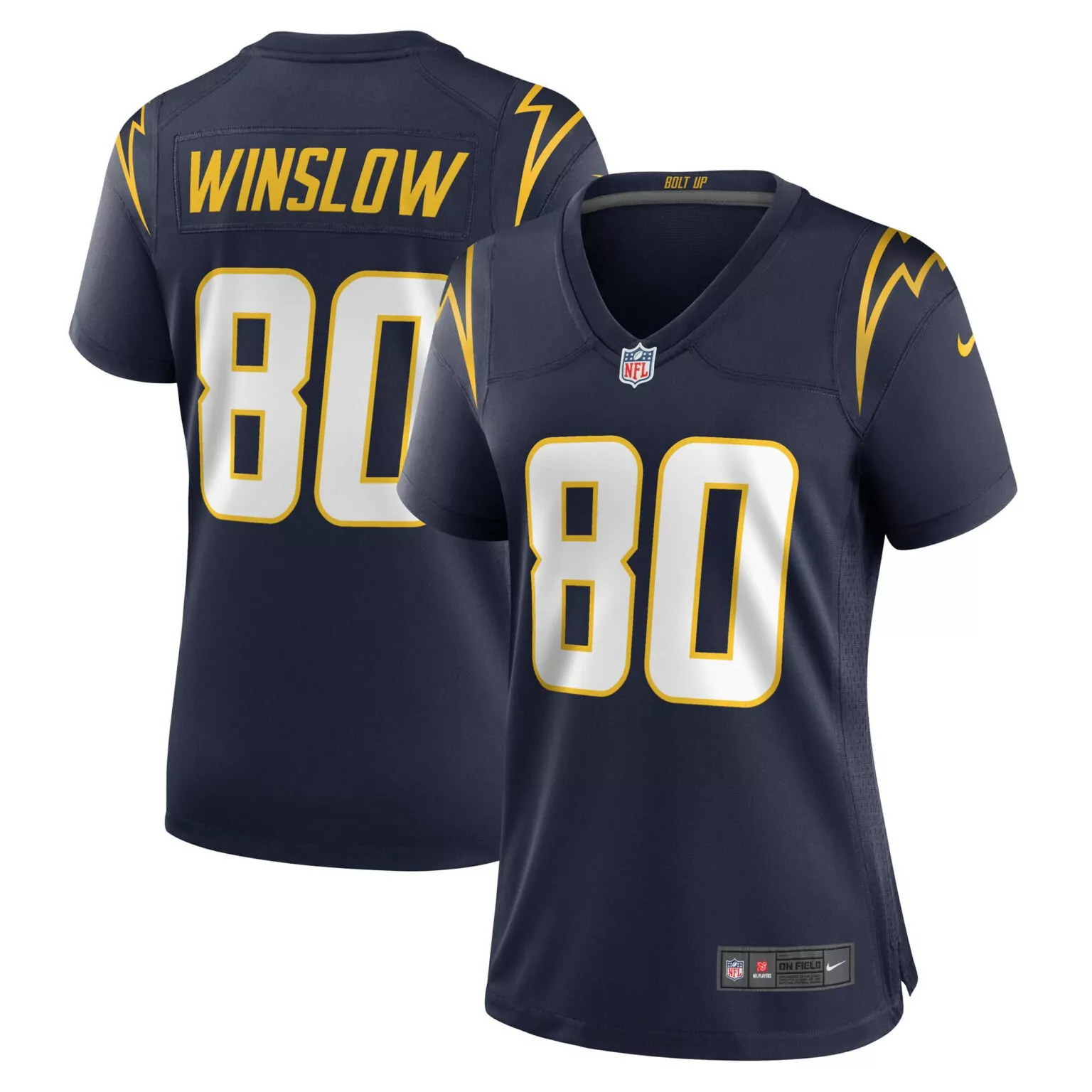 Kellen Winslow 80 Chargers Jersey Navy Women Nike NFL Yellow White Retired