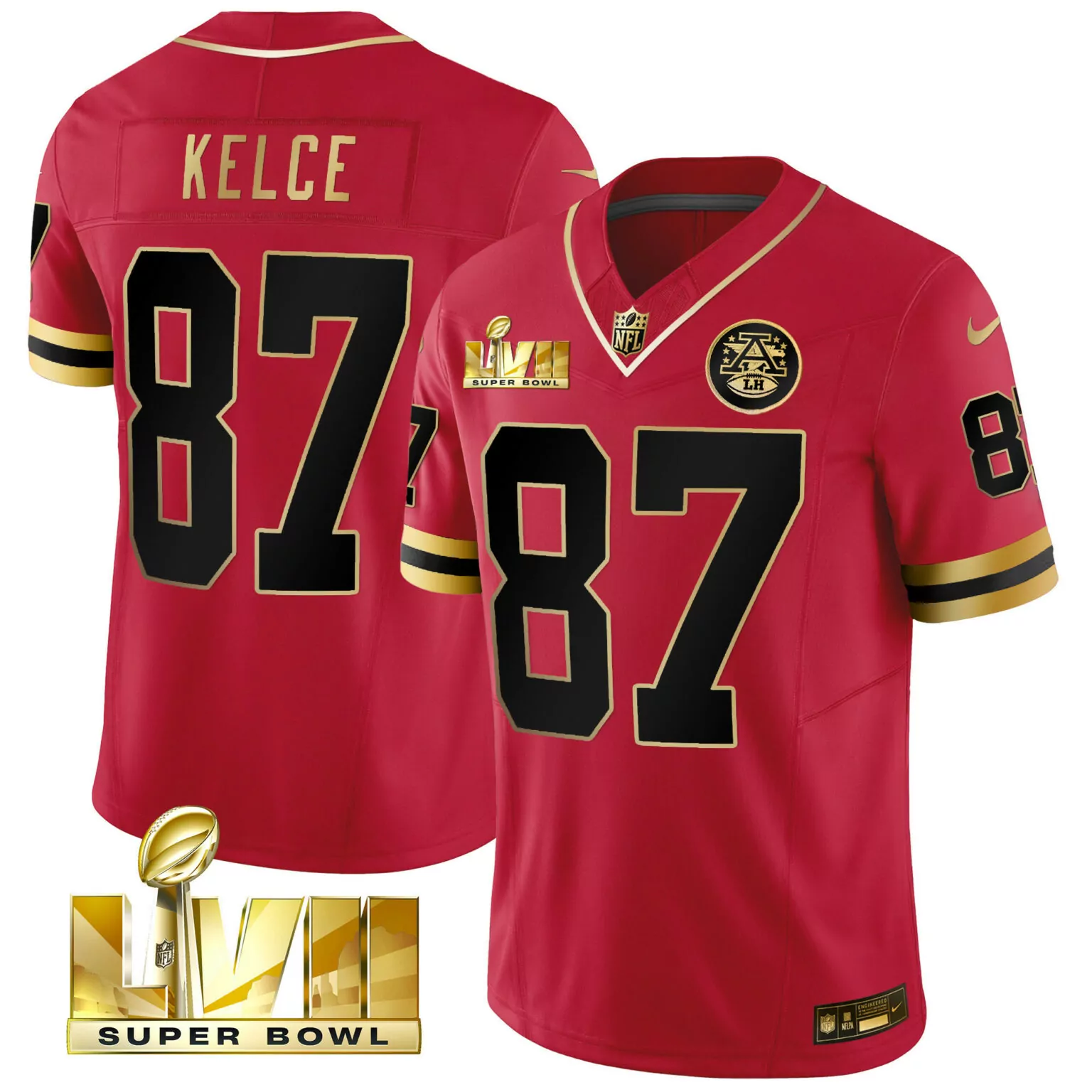 Travis Kelce 87 Jersey Red Super Bowl Lviii Kansas City Chiefs AFC Championship Men