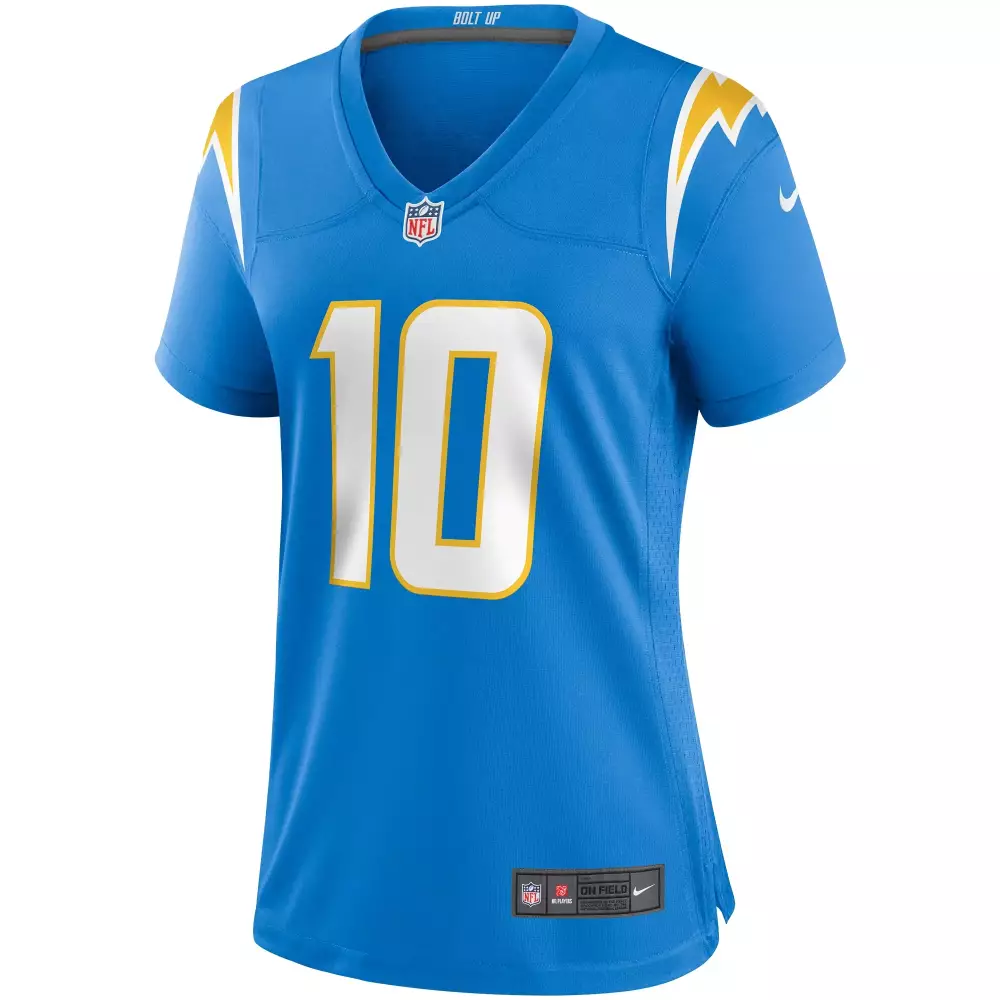 Justin Herbert 10 Jersey Blue Los Angeles Chargers Men White Yellow Game