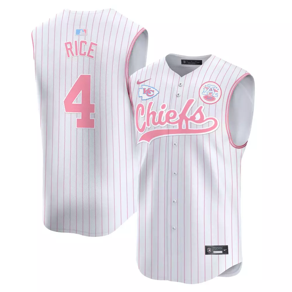Rashee Rice 4 Kansas City Chiefs Jersey White Men Pink Light Blue Unisex Vapor Premier
