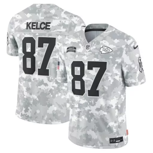 Travis Kelce 87 Jersey White Kansas City Chiefs Salute To Service Men Digital Camouflage