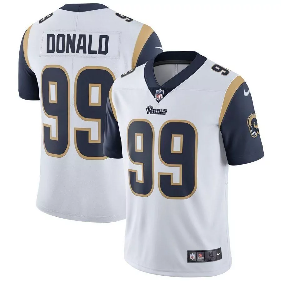 Aaron Donald 99 Rams Jersey White Men Navy Gold Vapor Limited