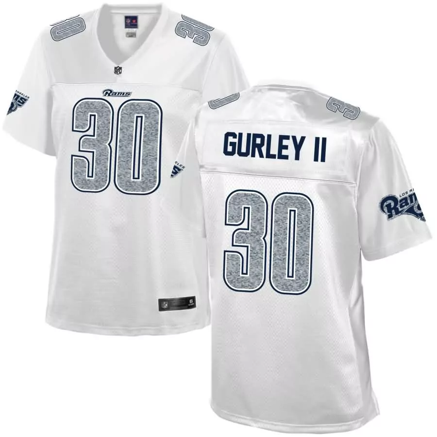 Todd Gurley 30 Rams Jersey White Los Angeles 2019 Men Standard Blue Silver Pro Fashion