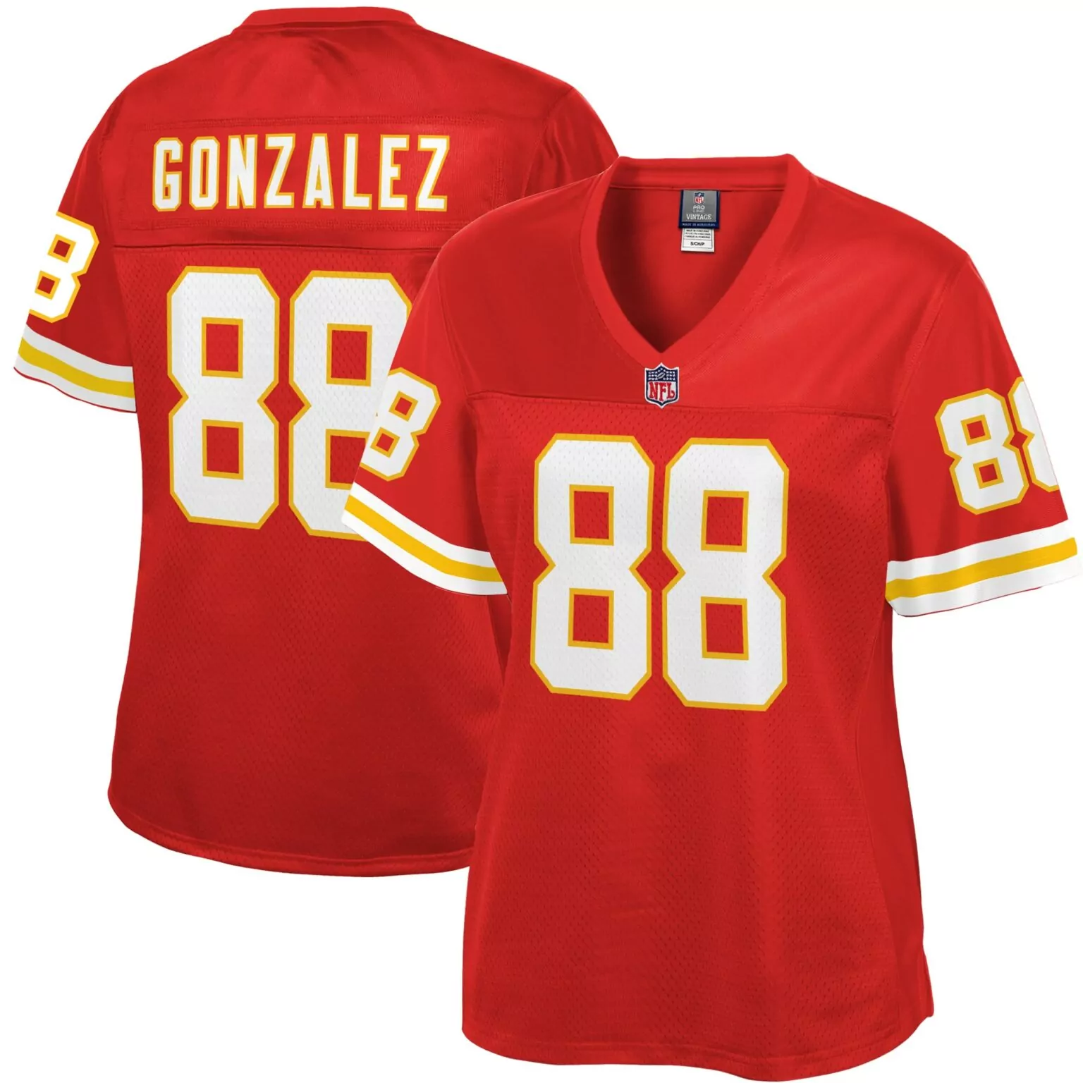 Tony Gonzalez 88 Jersey Red Kansas City Chiefs Men White Yellow Pro Retired
