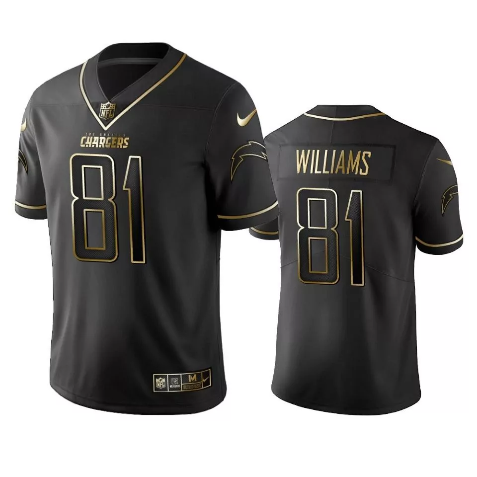 Mike Williams 81 Jersey Black Los Angeles Chargers Players Men Standard Gold Vapor