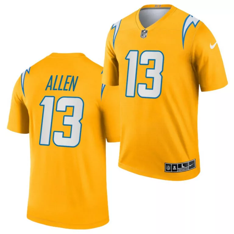 Keenan Allen 13 Jersey Yellow Los Angeles Chargers Men Player Blue White Stitched
