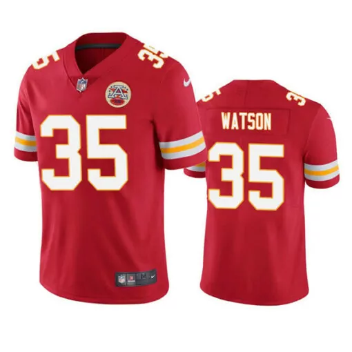 Jaylen Watson 35 Jersey Red Kansas City Chiefs AFC Championship Men Yellow White