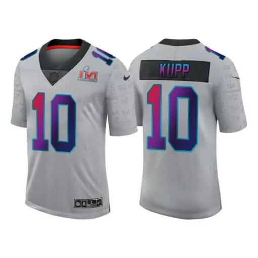 Cooper Kupp 10 Los Angeles Rams Jersey Gray Super Bowl Lvi Champions Men Purple Teal