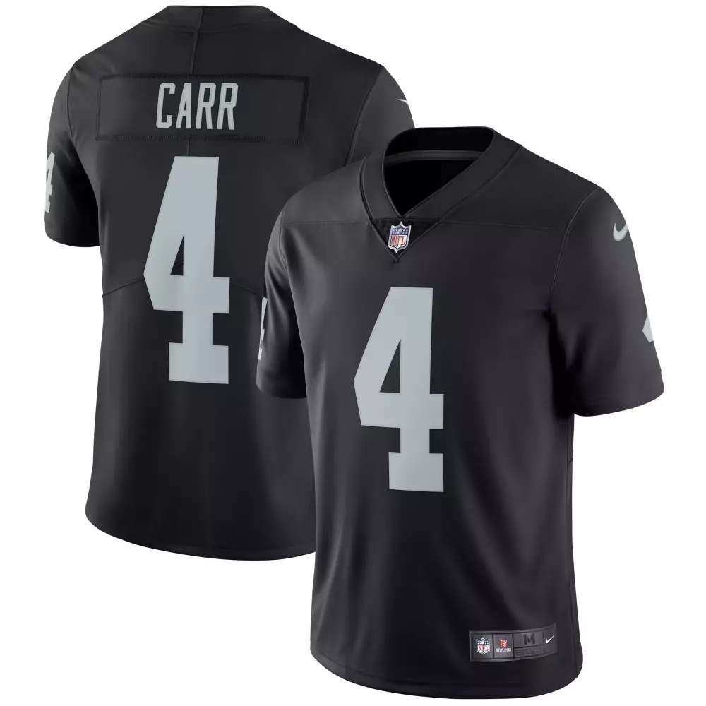 Derek Carr 4 Raiders Jersey Black Men Player Silver Vapor Limited