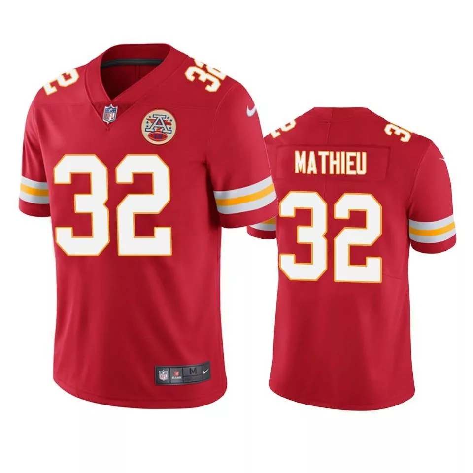 Tyrann Mathieu 32 Jersey Red Kansas City Chiefs Men Player White Gold Vapor Limited