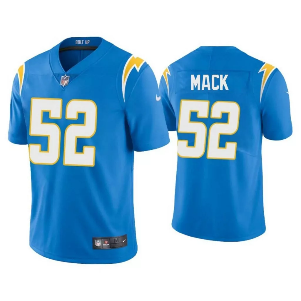 Khalil Mack 52 Jersey Blue Los Angeles Chargers Men Standard White Yellow Game