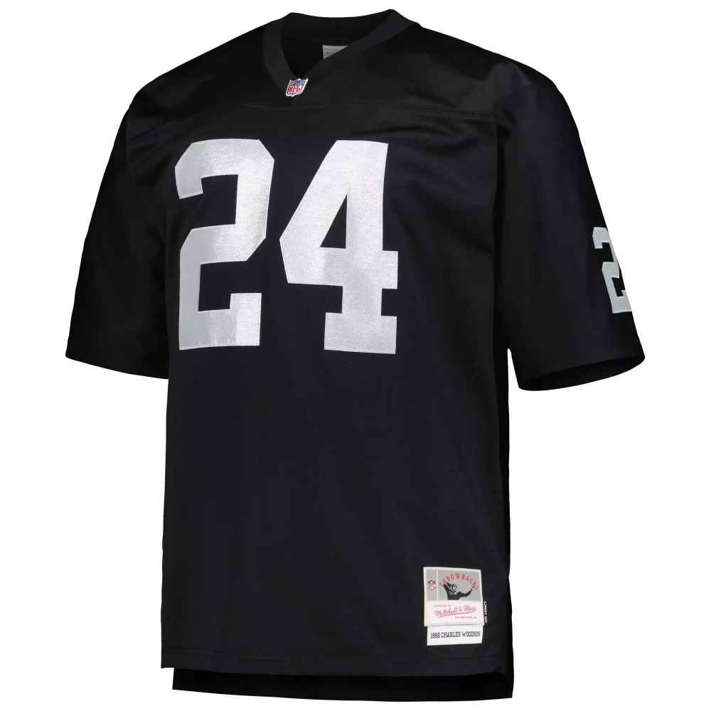Charles Woodson 24 Raiders Jersey Black Throwback Men Replica Design White Retired