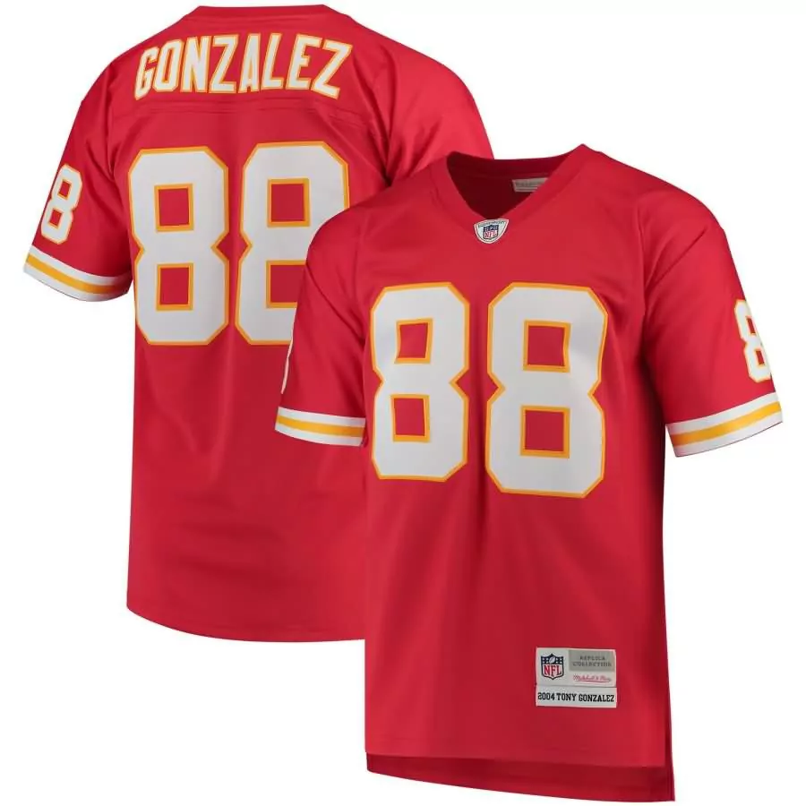 Tony Gonzalez 88 Jersey Red Mitchell & Ness Kansas City Chiefs 2004 Men Replica Yellow