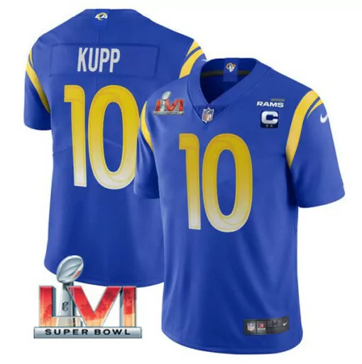 Cooper Kupp 10 Rams Jersey Royal Blue Super Bowl Lvi Men NFL Yellow White Vapor