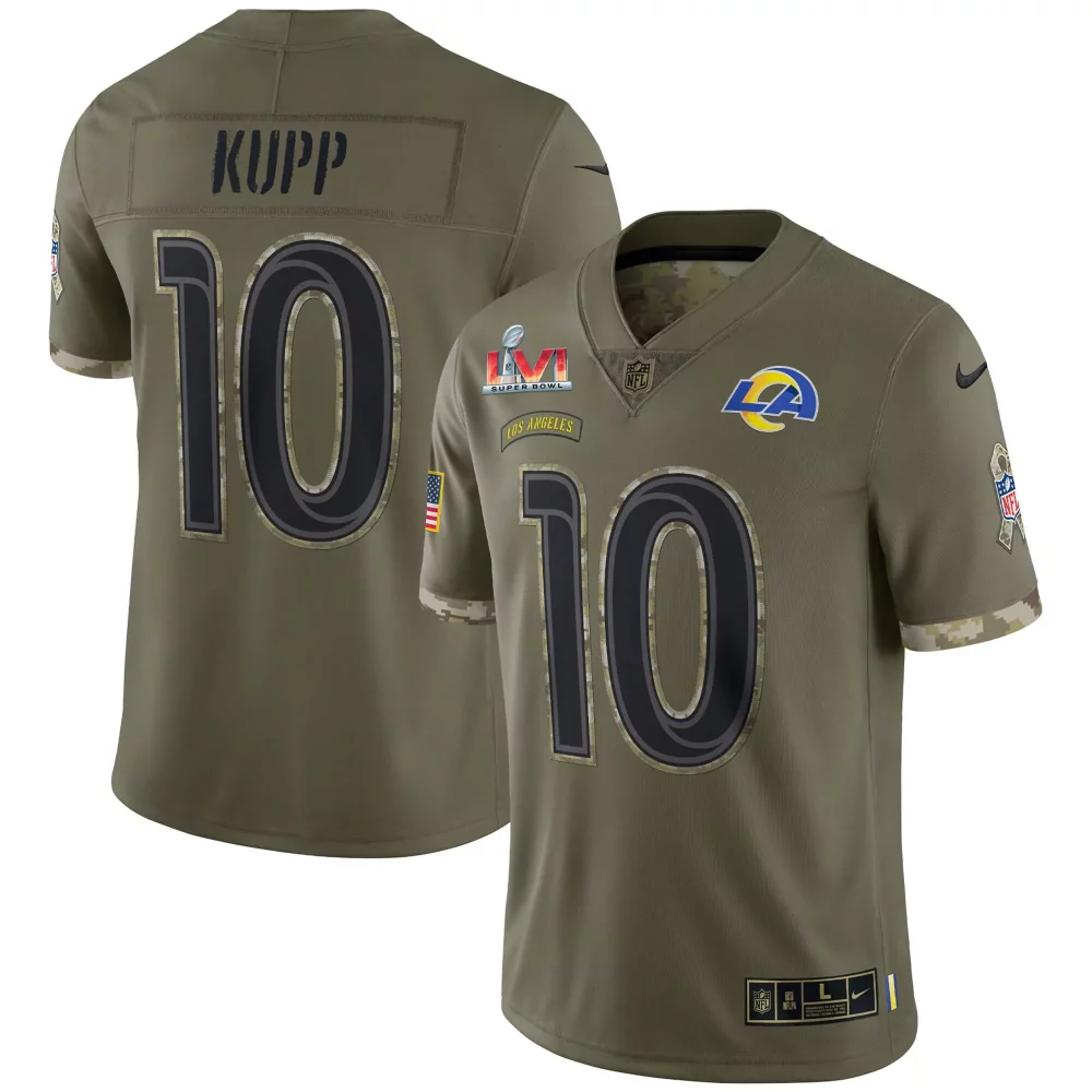Cooper Kupp 10 Los Angeles Rams Jersey Olive Green Salute To Service Super Bowl Lvi Us Flag