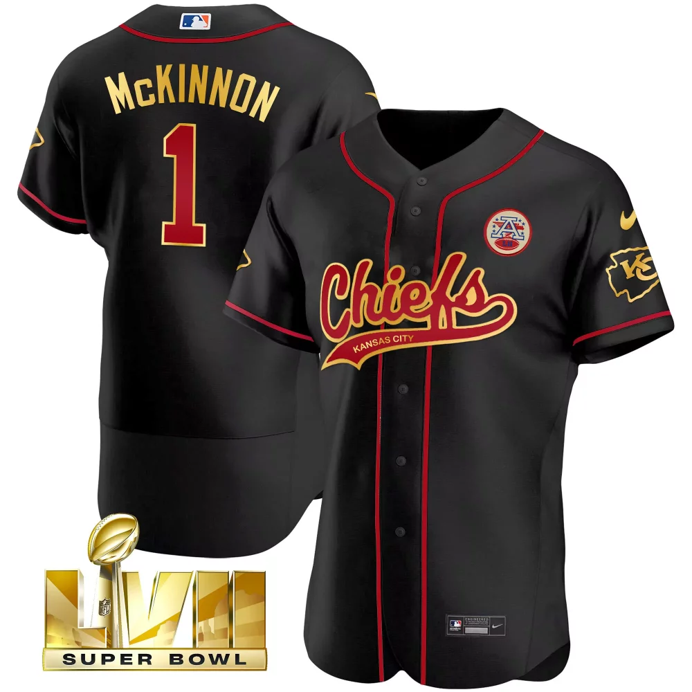 Jerick Mckinnon 1 Jersey Black Super Bowl Lvii Champions Kansas City Chiefs Men Red