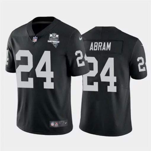 Johnathan Abram 24 Raiders Jersey Black Men Standard White Vapor Stitched