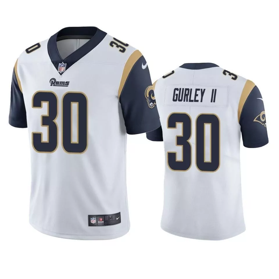 Todd Gurley 30 Rams Jersey White Men Standard Navy Blue Gold Vapor Limited