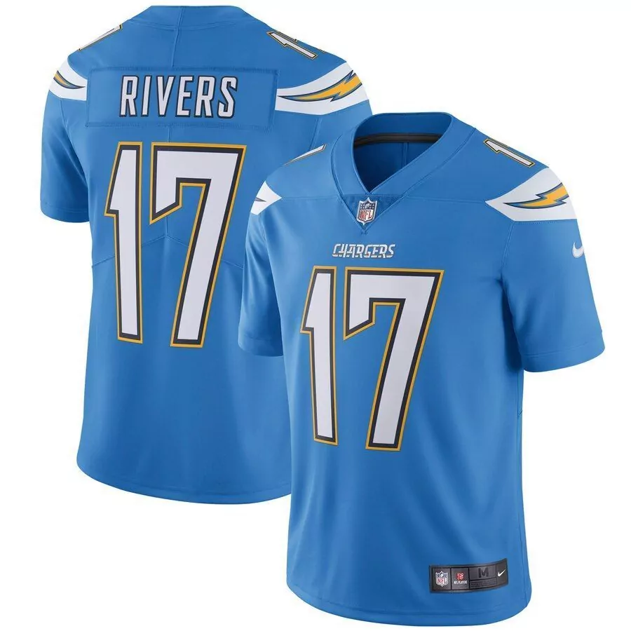 Philip Rivers 17 Chargers Jersey Blue Men Replica White Yellow Vapor Limited