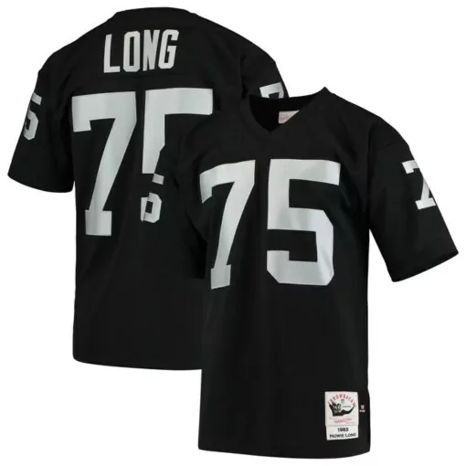 Hunter Long 75 Raiders Jersey Black Throwback Mitchell Ness Men Player White Retired