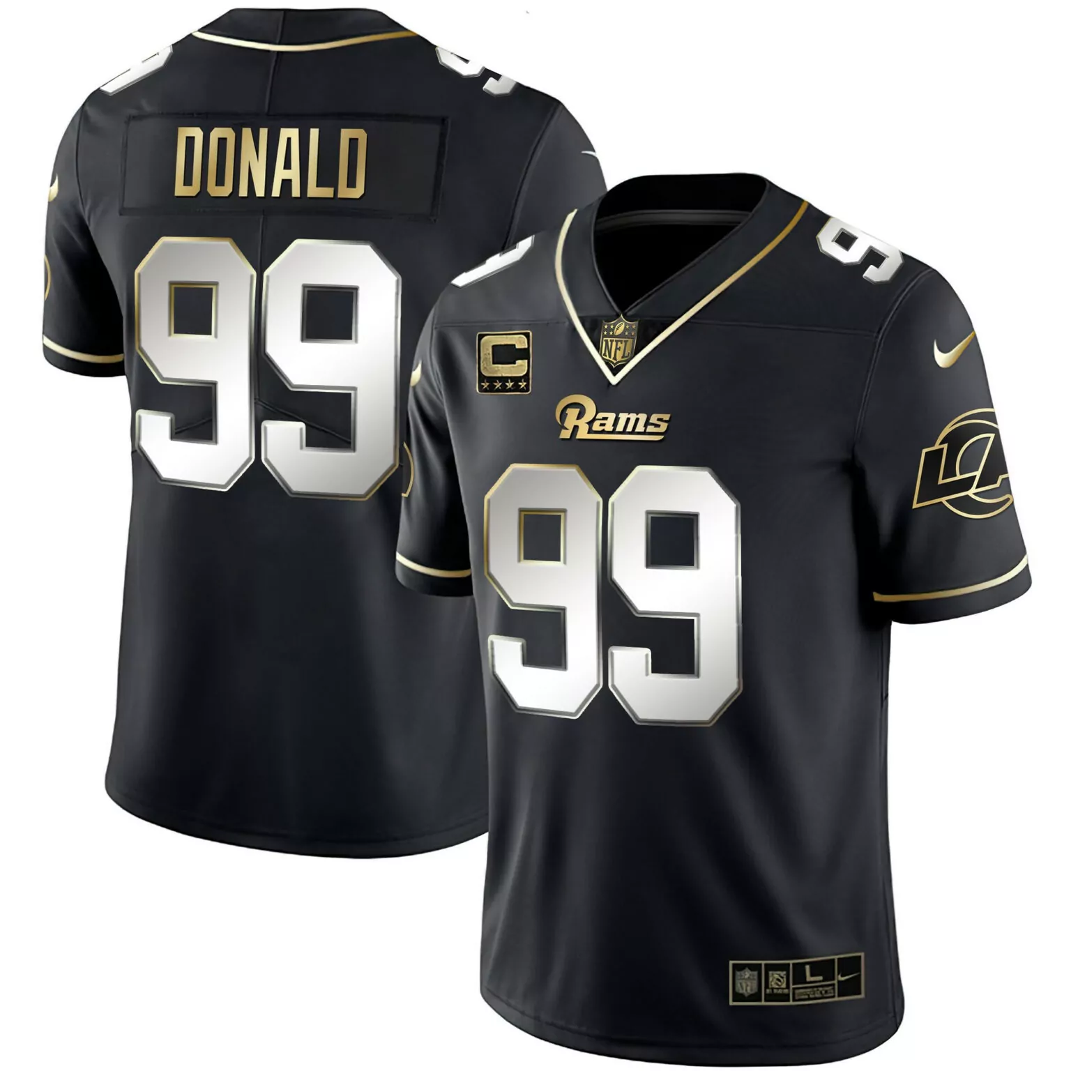 Aaron Donald 99 Rams Jersey Black Men Gold White All Stitched
