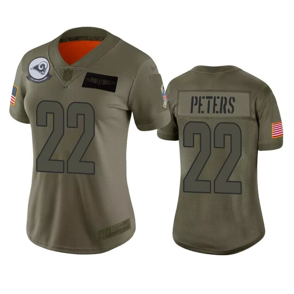 Marcus Peters 22 Los Angeles Rams Jersey Olive Green Salute To Service American Flag
