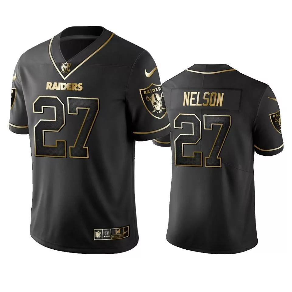 Nelson 27 Raiders Jersey Black Men Standard Gold Vapor Limited