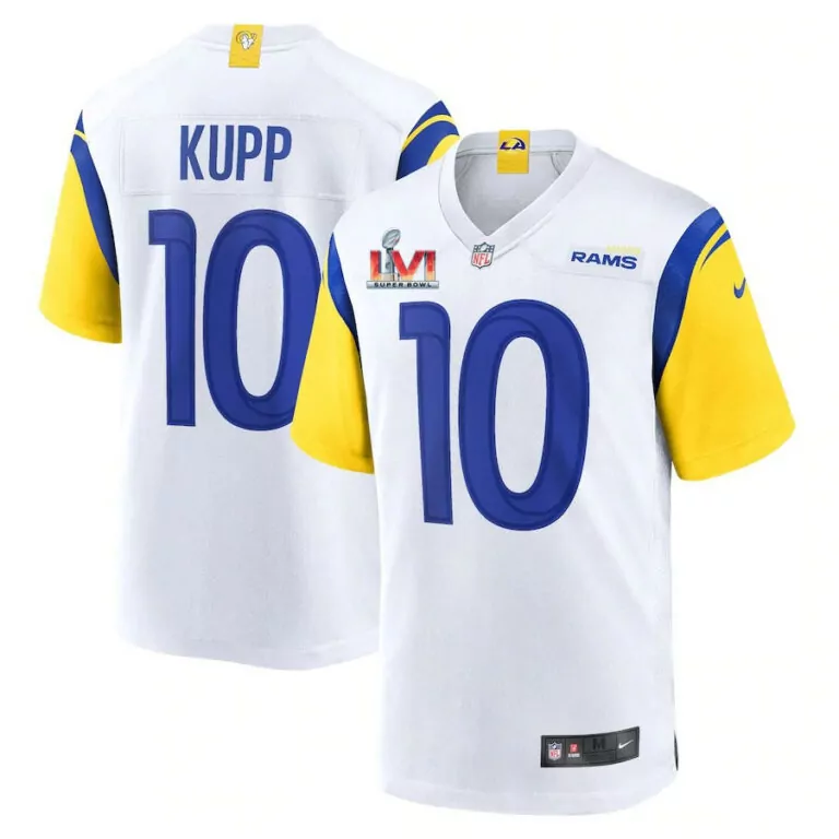 Cooper Kupp 10 Rams Jersey White Super Bowl Lvi Men Blue Yellow