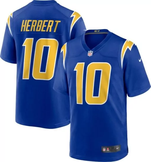 Justin Herbert 10 Jersey Royal Blue Los Angeles Chargers Men Gold White Alternate