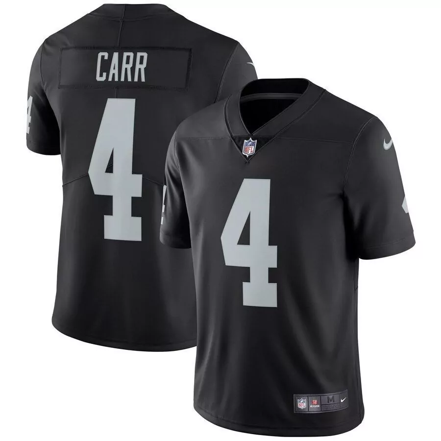 Derek Carr 4 Raiders Jersey Black Men Standard Silver Vapor Limited
