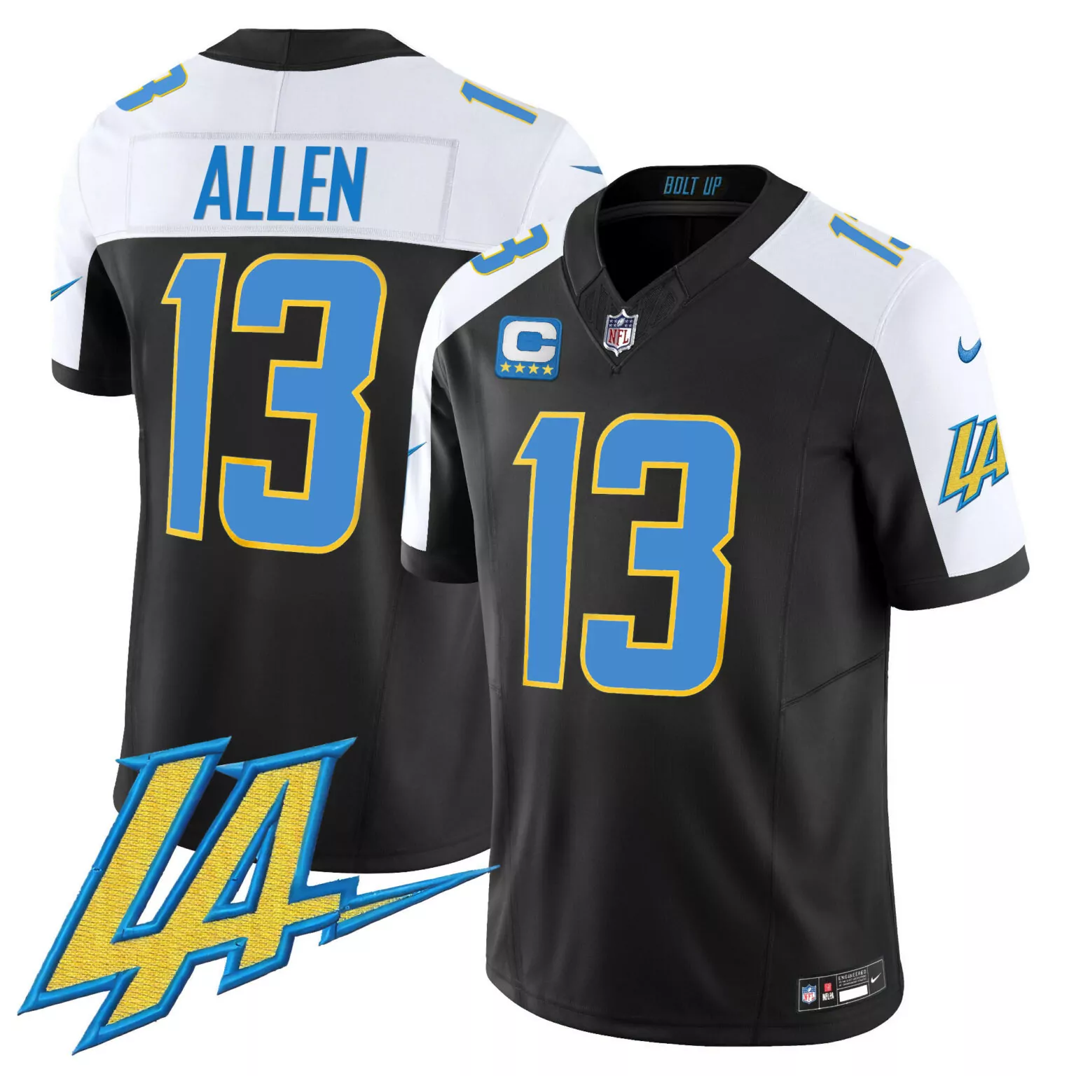 Keenan Allen 13 Jersey Black Bolt Up Los Angeles Chargers Nflpa Men Game Alternate