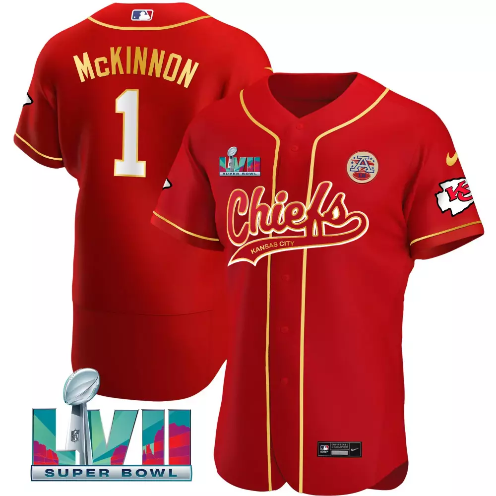 Jerick Mckinnon 1 Jersey Red Super Bowl Lvii Kansas City Chiefs 2022 Men Gold Flex