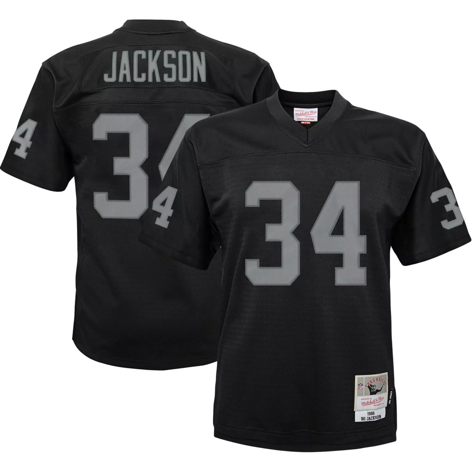 Bo Jackson 34 Raiders Jersey Black Throwback Men Authentic Design Grey Retired Legacy