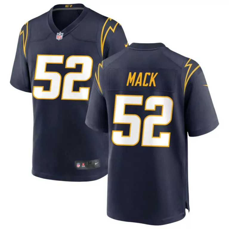Khalil Mack 52 Chargers Jersey Navy Blue Men Yellow White Game