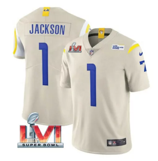Desean Jackson 1 Los Angeles Rams Jersey Cream Super Bowl Lvi Men Short Sleeve Blue