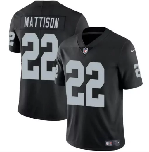 Alexander Mattison 22 Raiders Jersey Black Men Player Silver Vapor Stitched