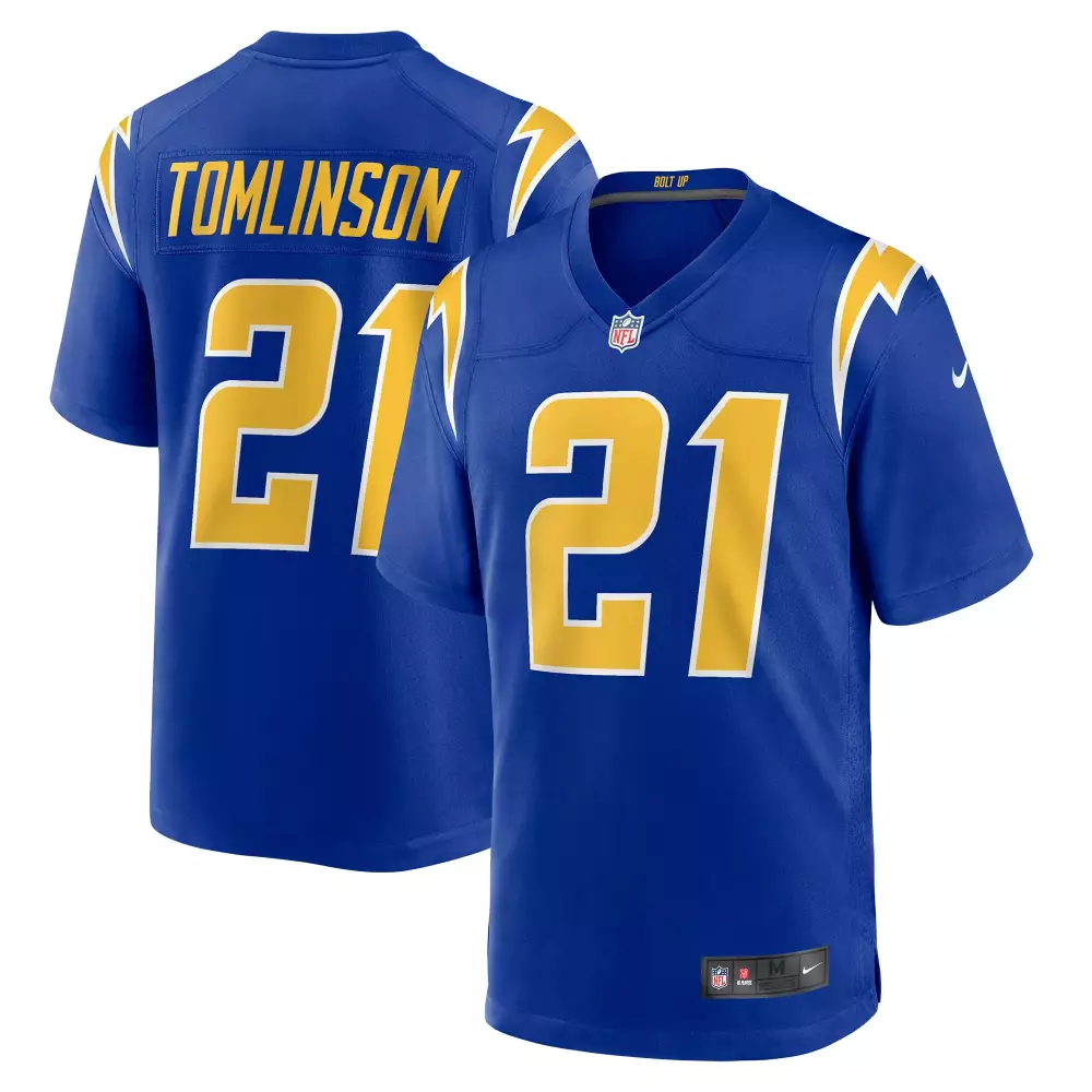 Ladainian Tomlinson 21 Chargers Jersey Royal Blue Men Official Yellow White Retired