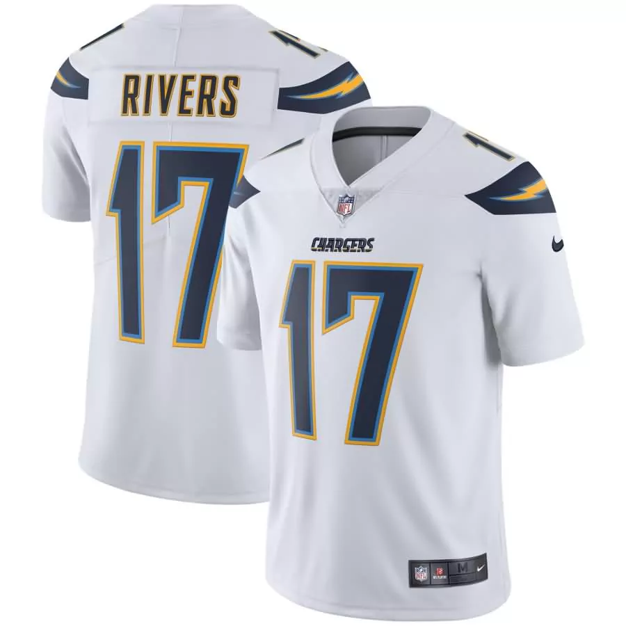 Philip Rivers 17 Chargers Jersey White Men Alternate Navy Blue Yellow Vapor Limited