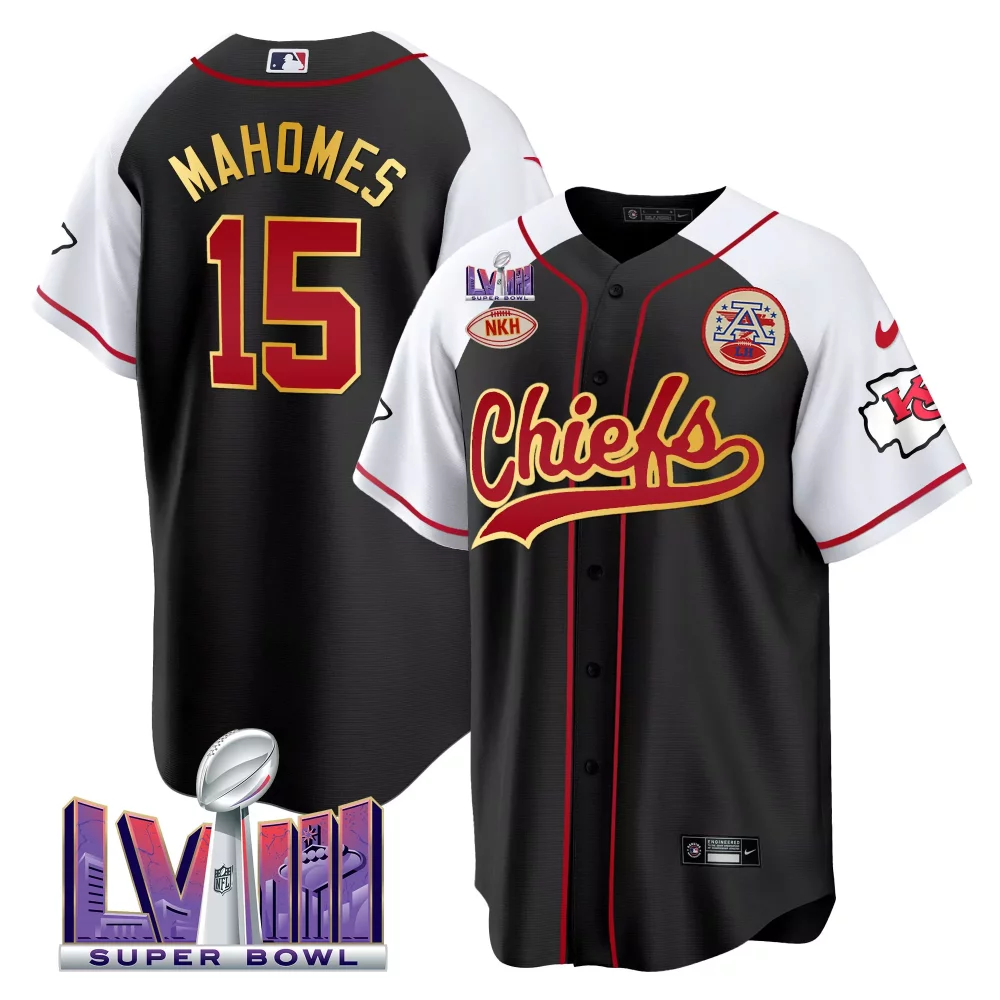 Patrick Mahomes 15 Jersey Black Super Bowl Lv Kansas City Chiefs Nkh Men White Red