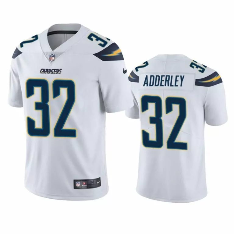 Nasir Adderley 32 Chargers Jersey White Men Blue Yellow Vapor