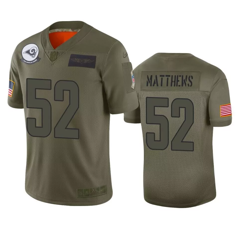 Clay Matthews 52 Los Angeles Rams Jersey Olive Green Salute To Service Us Flag Men