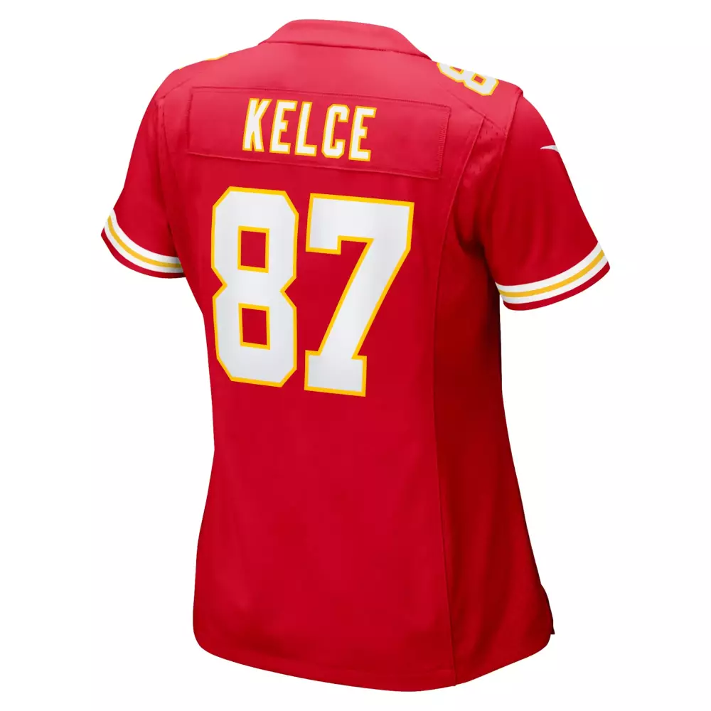 Travis Kelce 87 Jersey Red Kansas City Chiefs Men Replica White Yellow Game