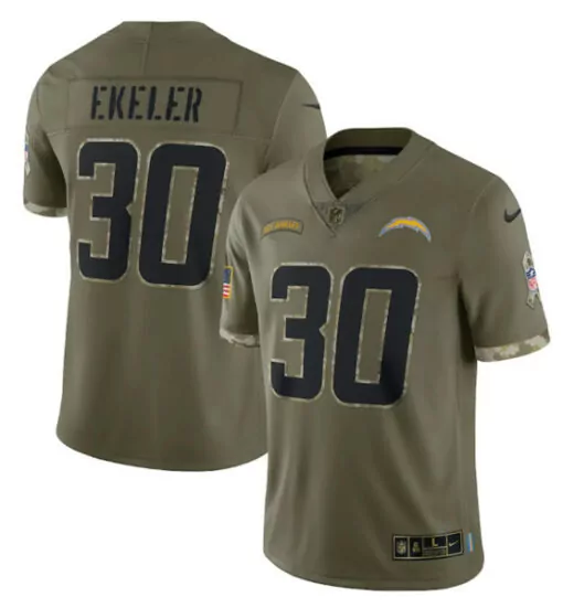 Austin Ekeler 30 Chargers Jersey Olive Green Military Appreciation Men NFL Black