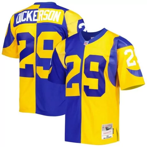 Eric Dickerson 29 Jersey Royal Blue Los Angeles Rams Men Split Design Gold Legacy