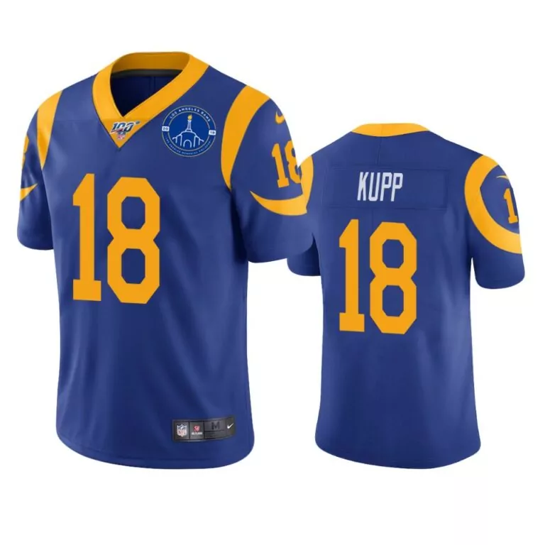Cooper Kupp 18 Los Angeles Rams Jersey Royal Blue Men Player Gold
